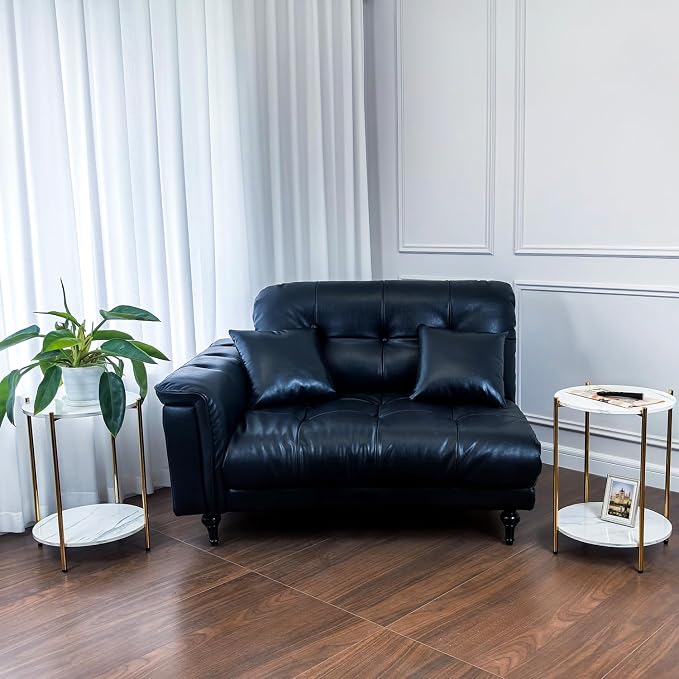Set of 2 Small Round Side Tables, 2-Tier Faux Marble Gold End Tables | Modern Accent Furniture for Couch, Living Room or Bedroom, Space-Saving Nightstand Design