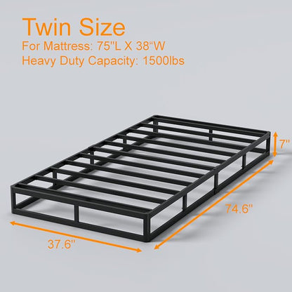 DORITRON 7 Inch Twin Size Box Spring, 1500lbs Heavy Duty Box Spring Twin Bed Base Metal Mattress Foundation, Easy Assembly, Noise Free