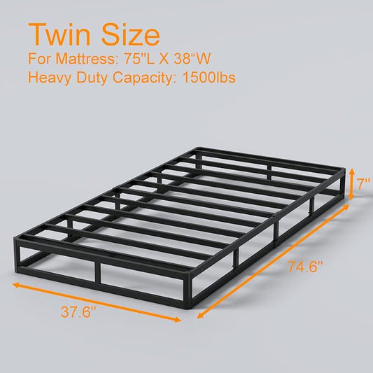 DORITRON 7 Inch Twin Size Box Spring, 1500lbs Heavy Duty Box Spring Twin Bed Base Metal Mattress Foundation, Easy Assembly, Noise Free