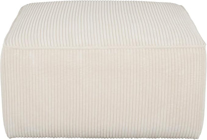 Christopher Knight Home Isa Square Ottoman Footstool, Corduroy Pouf Poufee Footrest Ottoman Large Seat, Modern Side Table for Living Room Bedroom Home Decor, Beige, 30"