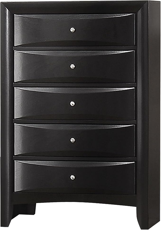 Coaster Home Furnishings Briana Transitional 5-Piece Bedroom Set Queen Size Storage Bookcase Bed Frame 56-inch Headboard Black 202701Q-S5