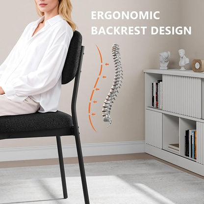 Einhomn Upholstered Dining Chairs Set, Modern Stackable Dining Room Chairs with Soft Velvet Backrest, Kitchen Chairs with Sturdy Metal Legs for Living Room, Restaurant, Set of 4,Black