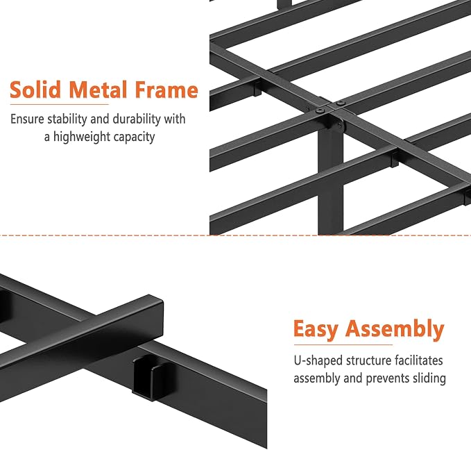 DIIYIV Cal King Metal Bed Frame,Steel Slat Support,Noise Free,Easy Assembly | Cal King Size Bed,Mattress Foundation,Underbed Storage,No Box Spring Needed