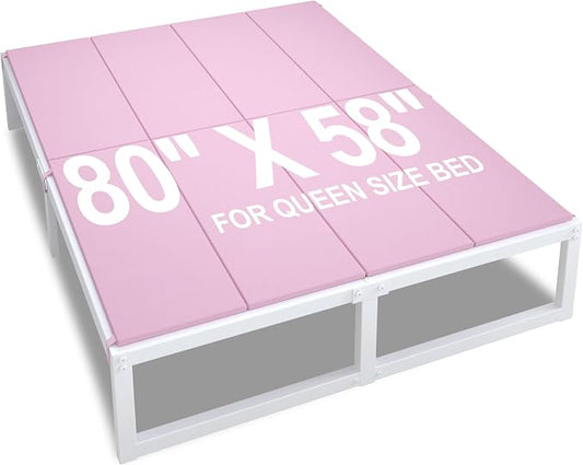 Lutown-Teen Bunkie Board Queen High-Density Polymer Bed Support Bunkie Board Queen Size Anti-Sag, Breathable, Moisture Resistant, Noise Minimizing, Pink