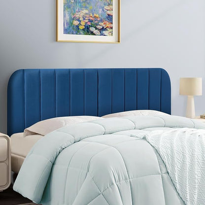 Queen Headboard Only - Upholstered Headboard for Bed, Easy Assembly, Velvet Covered Sponge, Place Between Bed & Wall, Adjustable Metal Legs with Non-Slip Pads, Blue