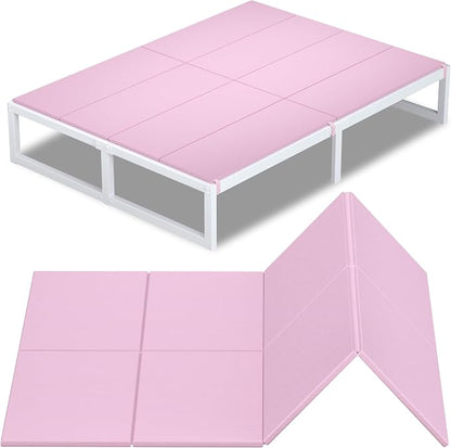 Lutown-Teen Bunkie Board California King Under Mattress High-Density Polymer Cal King Bunkie Board Anti-Sag, Breathable, Moisture Resistant, Noise Minimizing, Pink