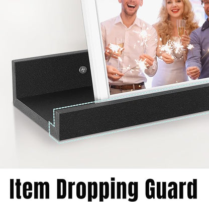 LaVie Home 35.4-Inch Black Floating Shelves for Wall Storage Set of 4 - Modern Minimalist Picture Ledge Shelf Wall Decor for Kitchen, Bedroom, Bathroom, and Living Room, Large Floating Shelves