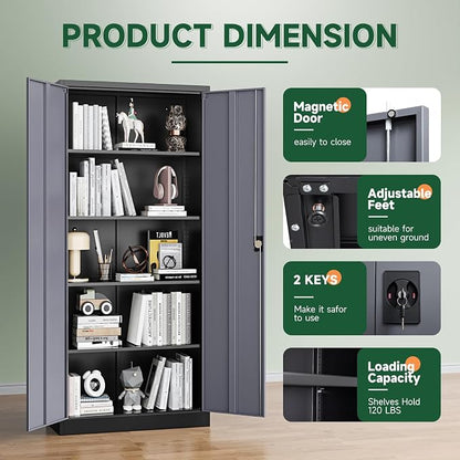 Letaya Metal Garage Storage Cabinets with Lock Door and Adjustable Shelves, Steel Tool Cabinets for Home,Office,Warehouse Organisieren (Black Grey, 72" H)