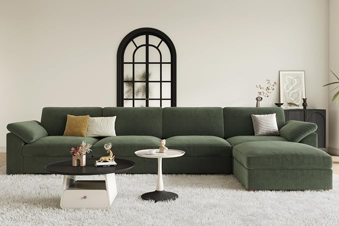 EASE MOOSE Oversized Sectional Modular Sofa,Deep Seat Modular Sectional Cloud Couch,Removable Cover,Green