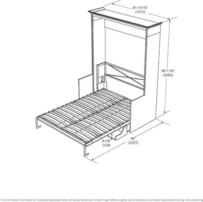 Xtraroom Alegra Full Murphy Bed with Desk | Engineered and Solid Wood Construction | Smooth Painted Finish - NO Melamine Used | Perfect for a Home Office Guest Bed (Warm White)
