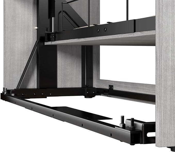 Bestar Claremont Queen Murphy Bed with Closet Organizer (85W) in Platinum Gray, Space-Saving Sleeping Arrangement for Multipurpose Room