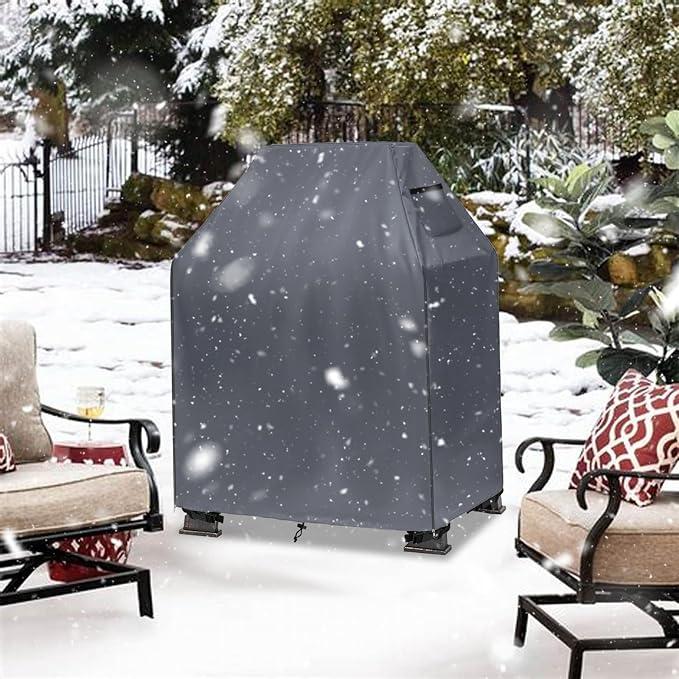 Outdoor Fireplace Cover,Heavy Duty 600D Waterproof Wood Burning Fireplace Cover,Square Chiminea Fireplace Covers 32" L x 24" W x 45" H,Grey
