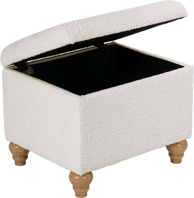 HomePop 22" Medium Rectangular Storage Ottoman - Cream Boucle