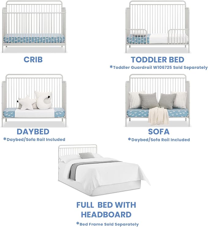 Delta Children Hayden 5-in-1 Convertible Metal Crib, Warm Gray