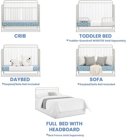 Delta Children Hayden 5-in-1 Convertible Metal Crib, Warm Gray