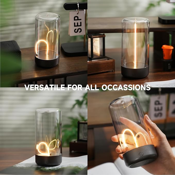 AUGE LIGHT Mini Minimalist Table Lamp Cordless Lamp Rechargeable Table Lamp Portable Nightstand Lamps Desk Lamps for Home Office Unique Ambient Light Mood Lighting for Desk Decor Beside (Dark Gray)