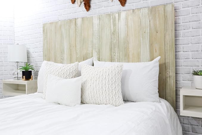 Barn Walls Sagewash Headboard, Farmhouse Design, Wood Headboard, Wash Finish, Floating Panels, Wall Mount, Adjustable Height, Easy Assembly, Twin Size