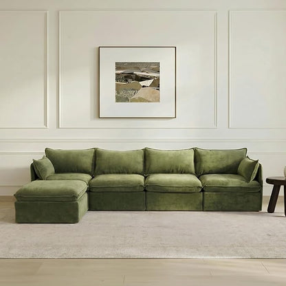 Cloud Modular Sectional Sofa, Oversized Deep Seat Comfort, Luxe Chenille | Fully Removable Washable Covers, Memory Foam Seat Cushions, Storage Ottoman, Premium Fabric