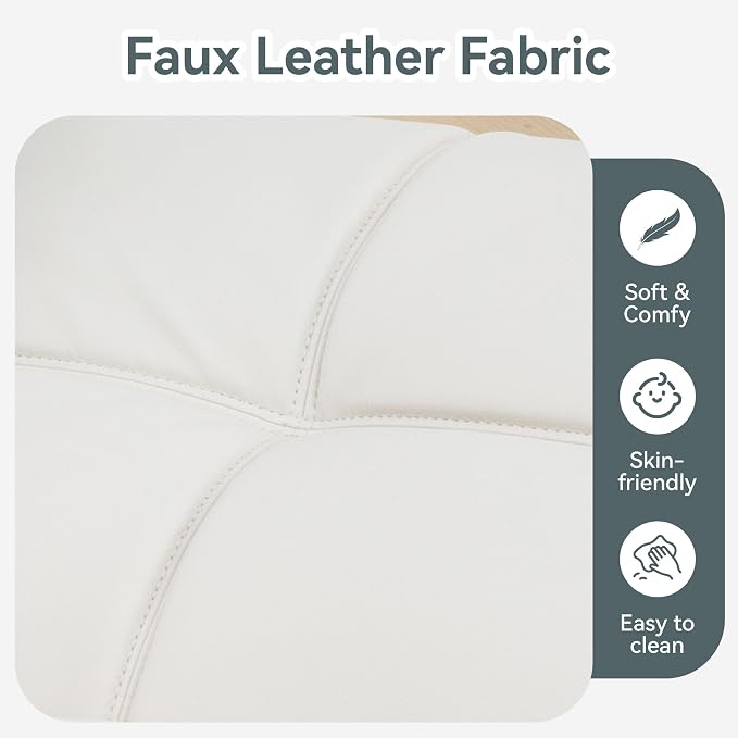 Futon Sofa Bed Convertible Couch, White Faux Leather Sofa Bed with Memory Foam, Adjustable Backrest & Armrests, Multifunctional Small Loveseat Sleeper Sofa for Living Room, Apartment, Office