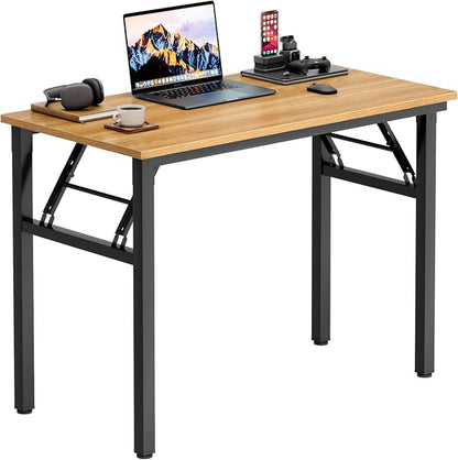 Need Office Computer Desk -35.8 L Sturdy and Heavy Duty Folding Laptop Table,Writing Table/Home Office Desk/Sewing Table, No Assembly Required, Teak & Black Frame