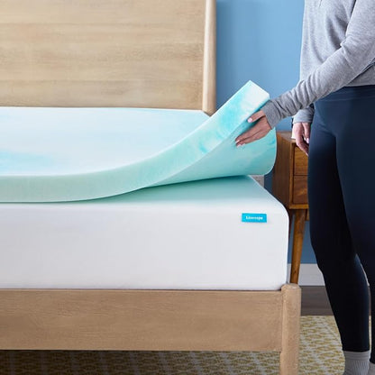 Linenspa 3 Inch Swirl Gel Memory Foam Mattress Topper, Twin XL Size – Cooling Gel Infused, Ventilation Holes – Pressure Relieving Bed Topper – CertiPUR Certified – Dorm Room Essentials