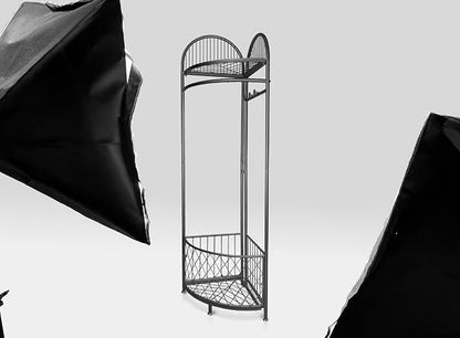 HKaikzo Corner Hall Tree, Coat Rack with 6 Metal Movable Hooks and Storage Basket Coat Rack Design Clothing Rack for Bedroom Entryway Hallway