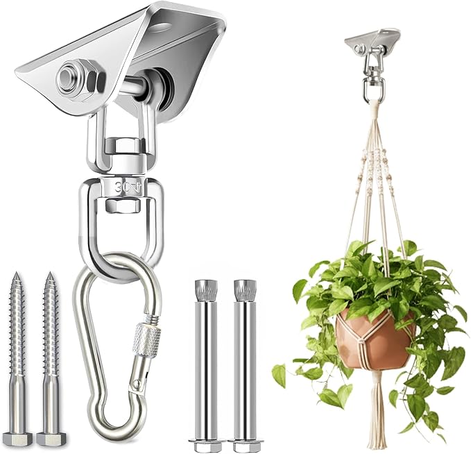 Arlai Hanging Chair Hardware Hanging Kit - Heavy Duty 360° Rotate Ultra Durable Hooks for Swing, Yoga, Playground, Gym, Punching Bag Hanger, 1000 lb Capacity