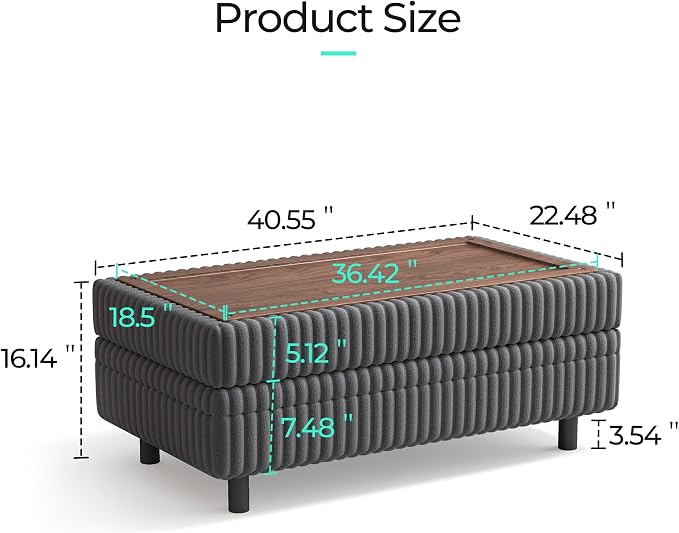 LINSY HOME Sectional Sleeper Sofa with Pull Out Couch Bed for Living Room (Grey) | Plush Corduroy
