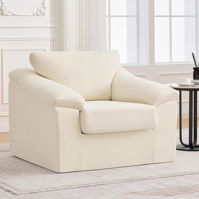Boneless Single Sofa Chair, Modern Cloud Accent Chair, Comfy Deep Seat Couch for Living Room, Bedroom, Apartment, Small Space, No Assembly, Beige