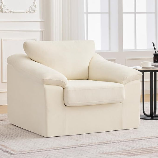Boneless Single Sofa Chair, Modern Cloud Accent Chair, Comfy Deep Seat Couch for Living Room, Bedroom, Apartment, Small Space, No Assembly, Beige