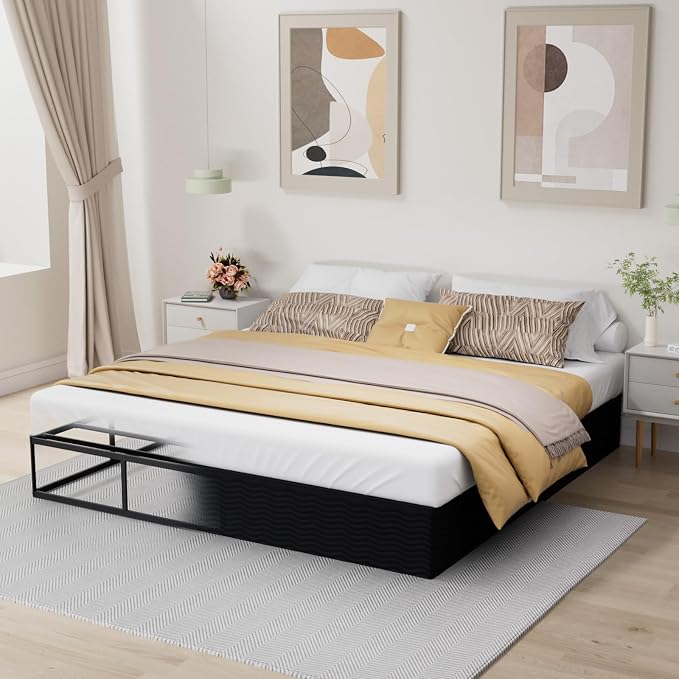 Tyndall 10 Inch King Box Spring, Heavy Duty Metal Box Spring for King Size Bed Mattress Foundation with Fabric Cover, Noise-Free, Non Slip, Easy Assembly
