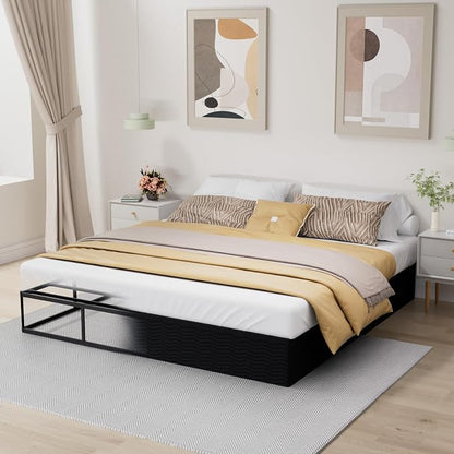 Tyndall 10 Inch King Box Spring, Heavy Duty Metal Box Spring for King Size Bed Mattress Foundation with Fabric Cover, Noise-Free, Non Slip, Easy Assembly