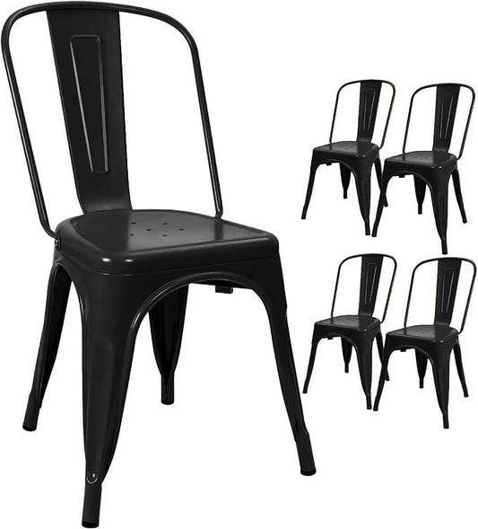 Devoko Metal Dining Chair Set of 4, 18 Inch Seat Height Chair, Stackable Classic Trattoria Metal Chairs 300 Weight Capacity for Indoor Outdoor Home Kitchen Patio Cafe Restaurant Use
