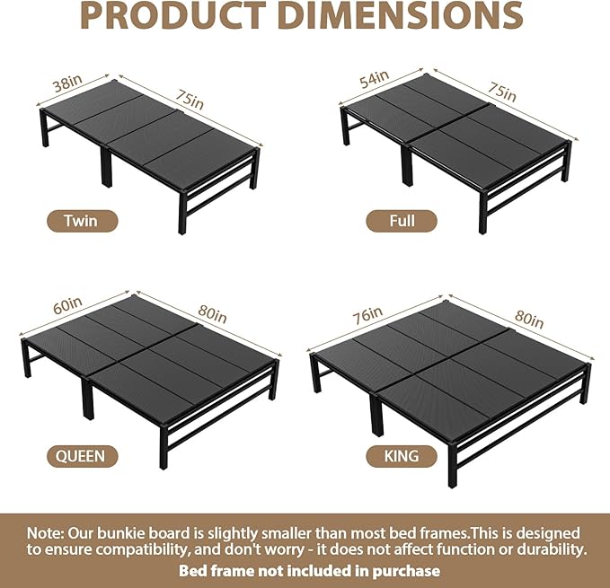 Heavy Duty Bunkie Board Queen Size 60"x80",10MM Bed Support Board, Anti-Sag Mattress Support for Slatted Bed Frame, Bunk Bed & Platform Bed