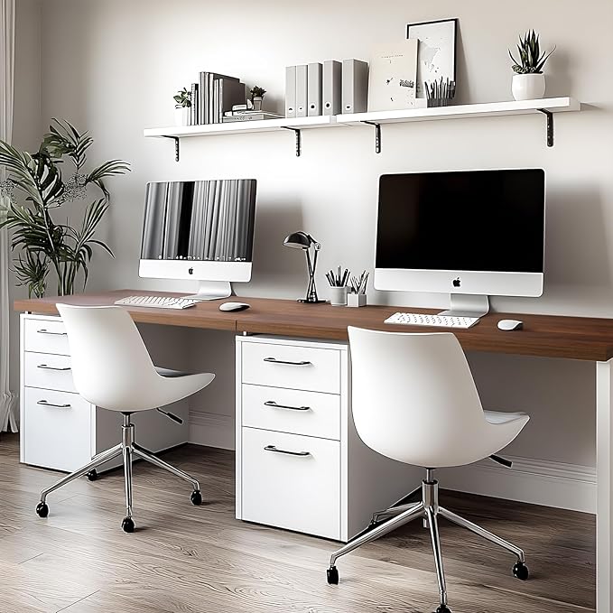 Kaboon Universal Tabletop 60"x18", Solid One-Piece Melamine Table Top, Double L-Desk Floating Desk DIY, Home and Office,Dark Walnut