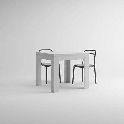 Mobili Fiver, Square extendable Dining Table, Eldorado, 35.4(70.9) x35.4 in, Glossy White, for 4-8 People, Expandable Dining Table for Kitchen, Italian Furniture