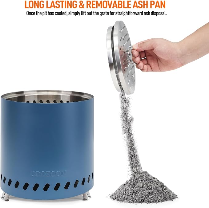 Portable Table Top Fire Pit with Stand, 8.6" Stainless Steel Mini Outdoor Low Smoke Burning Tabletop Firepit Fueled by Pellets or Wood, for Outside Camping Blue