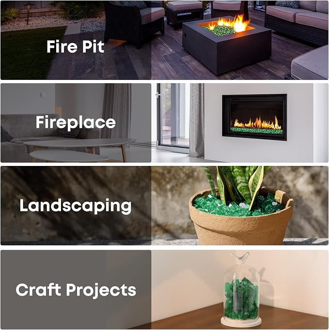 Stanbroil 10-Pound Fire Glass - 1/2 inch Reflective Tempered Fire Glass for Fireplace Fire Pit, Light Green Reflective