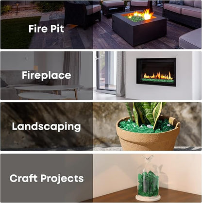 Stanbroil 10-Pound Fire Glass - 1/2 inch Reflective Tempered Fire Glass for Fireplace Fire Pit, Light Green Reflective