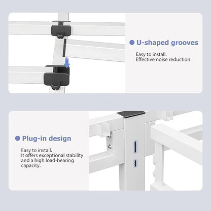 NKZ 24 Inch Full Size Bed Frame, Metal Bed Frame & Box Spring 2 in 1 Platform with Round Corner Legs, 4000Lbs Heavy Duty Metal Frame, Mattress Slide Stopper, Headboard Hole, Noise-Free, Easy Assembly