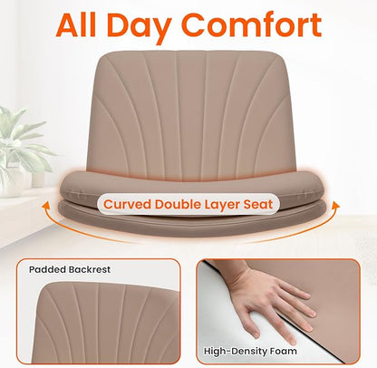Orange Factory Criss Cross Chair with Wheels Comfy Wide Vanity Desk Chair Dual Base Leather Armless Adjustable Swivel for Home Computer Task (Brown Pu, Faux Leather)