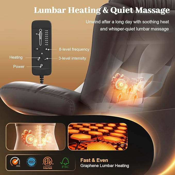 Power Loveseat Recliner with 2-Point Graphene Heat & Massage, Under-Seat Multi‑Color Adjustable LED Light Strips, Foldable Armrest, USB A/C, Wall Hugger Recliner Couch for RV Home Theater
