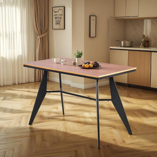 Modern Industrial Table with Heavy-Duty Steel Frame, 47.3" x 23.6" Rectangular Tabletop Walnut Oak Finish, Home Office Computer Desk, Workstation, Writing Desk, Minimalist for Small Spaces