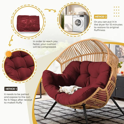 DANGHOOGY Egg Chair Cushion, Waterproof Outdoor Egg Replacement Cushions, Patio Chair Cushions for Outdoor Funiture, Thickened Hanging Chair Cushion, 35x47x7 Inches (Red)