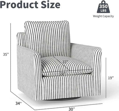 INZOY Swivel Accent Square Chair with Thick Padded Backrest Cushion, Swivel Reading Chair for Living Room Bedroom Small Spaces, Blue