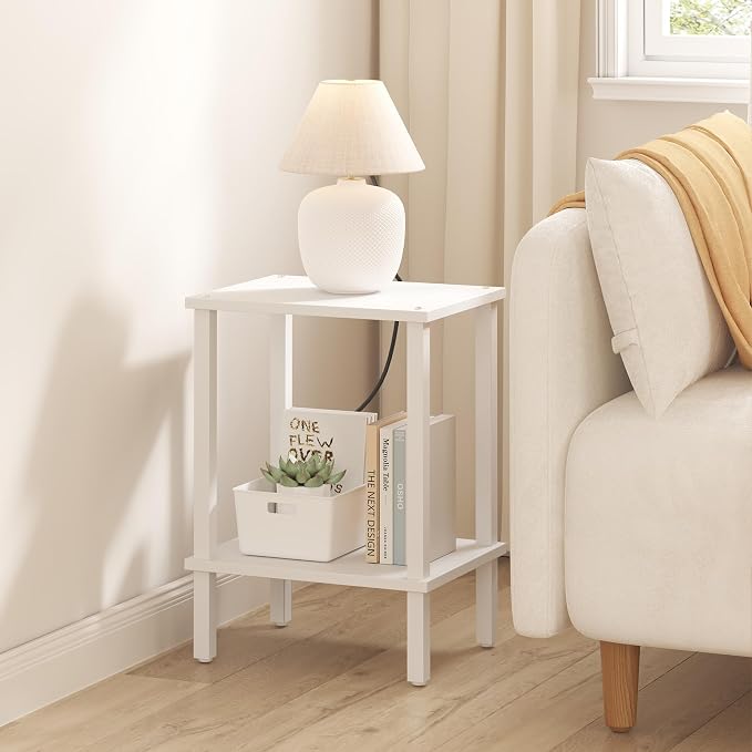 TUTOTAK End Table, Side Table, Nightstand, 2-Tier Storage Shelf, Sofa Side Table for Small Space, Living Room, Bed Room V1TB01BW034