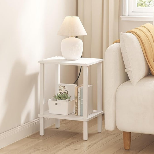TUTOTAK End Table, Set of 2, Side Table, Nightstand, 2-Tier Storage Shelf, Sofa Table for Small Space, Living Room, Bed Room TB01BW035