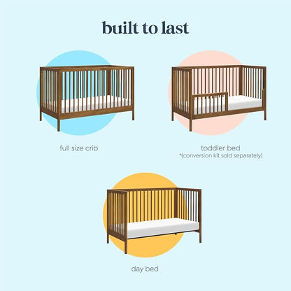 Davinci Birdie 3-in-1 Convertible Crib, GREENGUARD Certified, Walnut | Converts to Toddler Bed & Daybed, 4 Adjustable Mattress Heights - Conversion Kit Sold Separately - Easy to Assemble