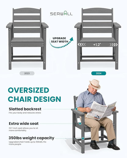 SERWALL Patio Dining Chair Set of 2, Gray