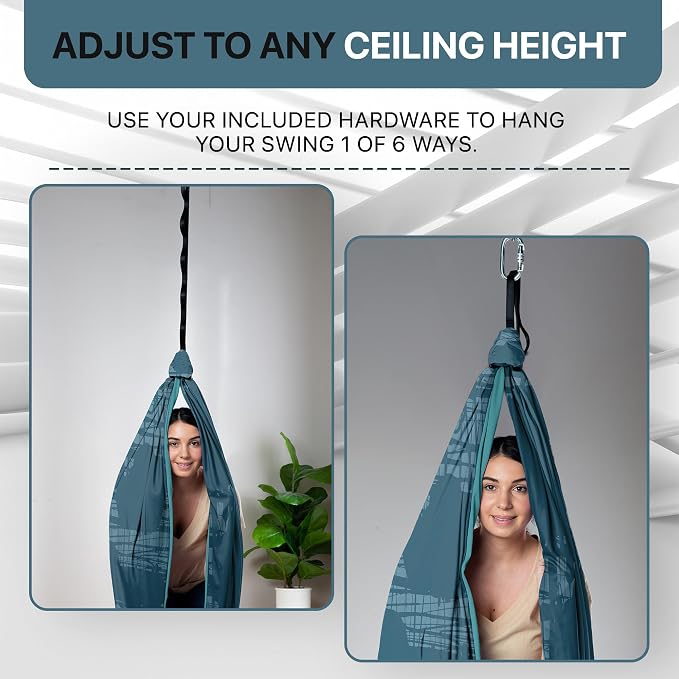 Indoor Sensory Swing for Kids or Outdoor – Holds 300lbs, Double-Layer, & 360° Swivel, Calming Compression Therapy Swing Hammock for Kids & Adults with All Hardware – Sensory-Motor Toys & Gifts